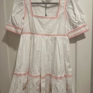English Factory White and Pink Dress